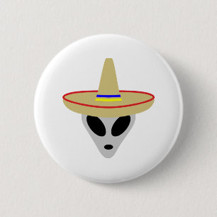 mexican alien sombrero 6 cm round badge
