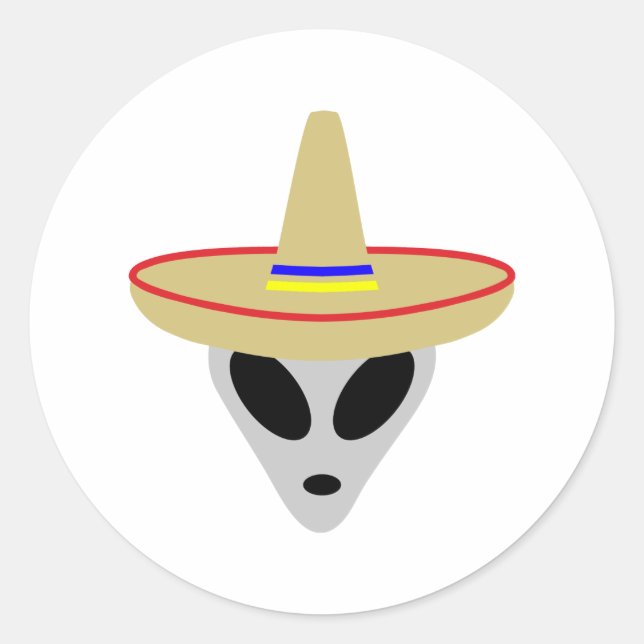 mexican alien sombrero classic round sticker (Front)