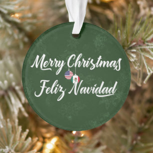 Mexican American Bilingual Merry Christmas Ornament