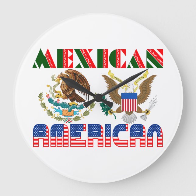 Mexican American Eagles Large Clock (Front)