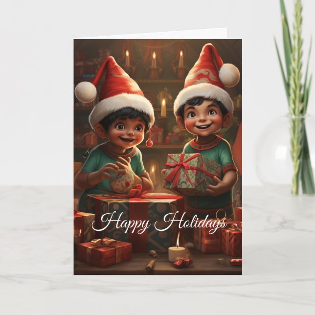 Mexican American Elf Holiday Card (Front)
