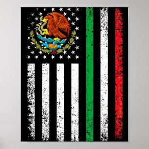 Mexican american flag mexican roots mexico america poster
