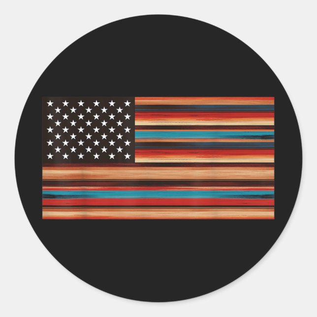 Mexican American Flag Serape Cinco De Mayo Fiesta  Classic Round Sticker (Front)