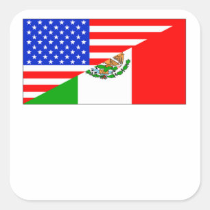 Mexican American Flag Square Sticker