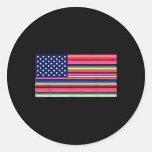 Mexican American Flag Usa Serape Cinco De Mayo Par Classic Round Sticker