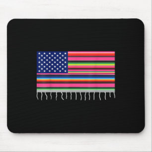 Mexican American Flag Usa Serape Cinco De Mayo Par Mouse Mat