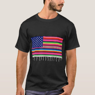Mexican American Flag USA Serape Cinco De Mayo Par T-Shirt