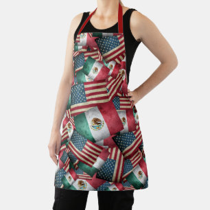 Mexican American Flags Apron