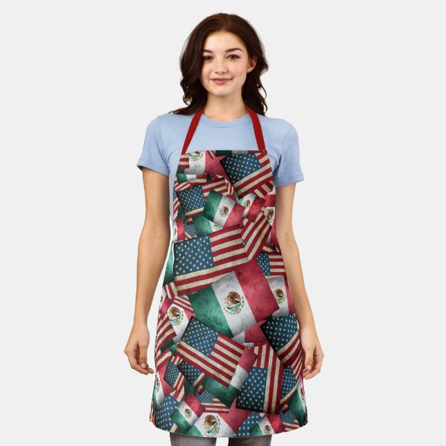 Mexican American Flags Apron (Worn)