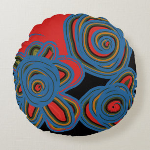 Mexican American Floral Swirl Design  Round Cushion