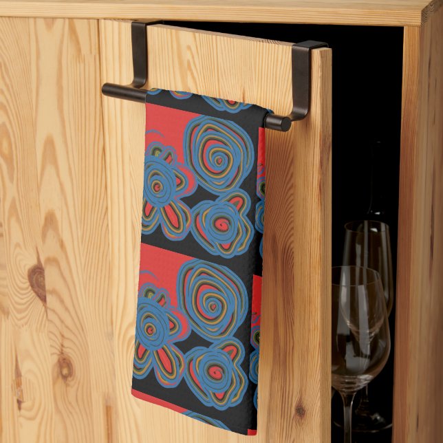 Mexican American Floral Swirl Design Tea Towel (Thirds Fold)