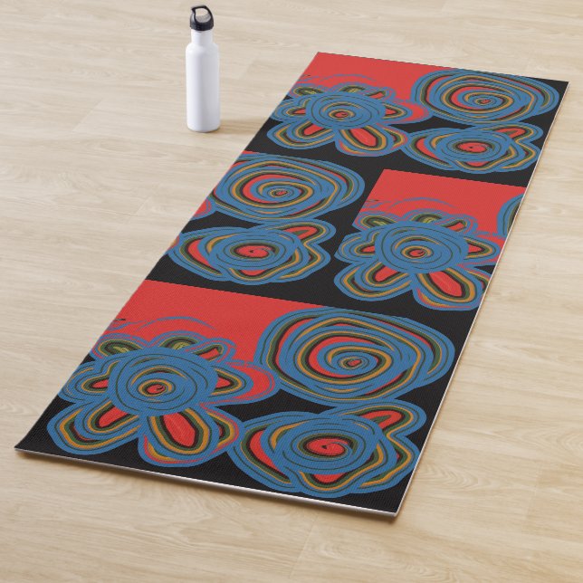Mexican American Floral Swirl Design Yoga Mat (In Situ)