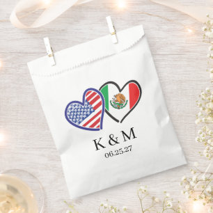 Mexican American Heart Flags Favour Bags