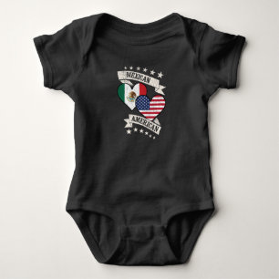 Mexican American Heart Flags Mexico America Baby Bodysuit