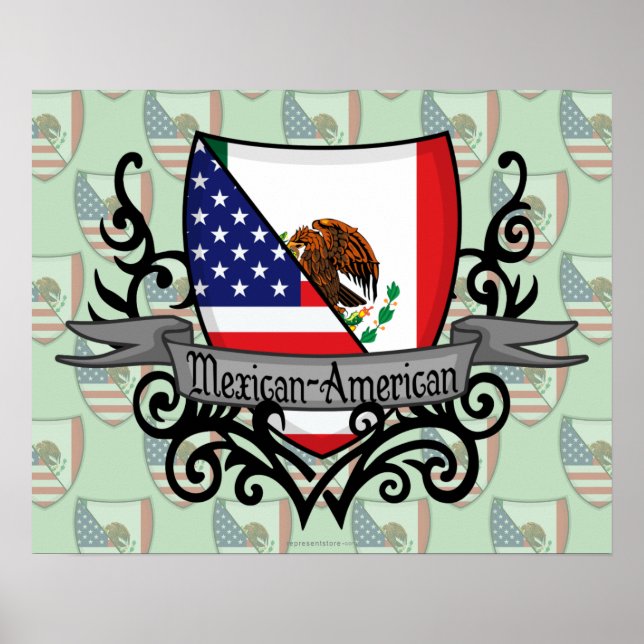 Mexican-American Shield Flag Poster (Front)