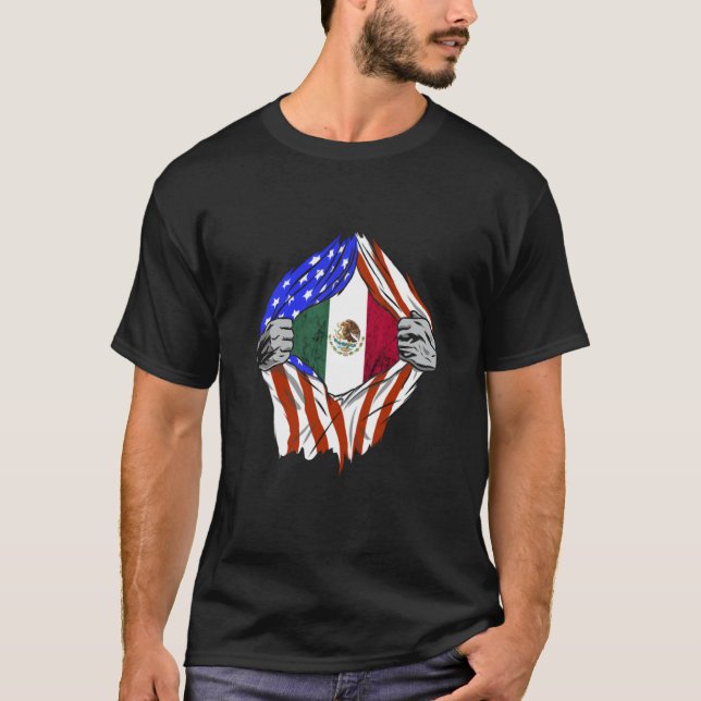 Mexican American USA Flag Mexico Mexican Pride Mex T-Shirt (Front)