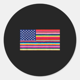 Mexican american usa flag serape cinco de mayo for classic round sticker