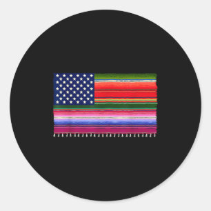 Mexican american usa flag serape cinco de mayo for classic round sticker