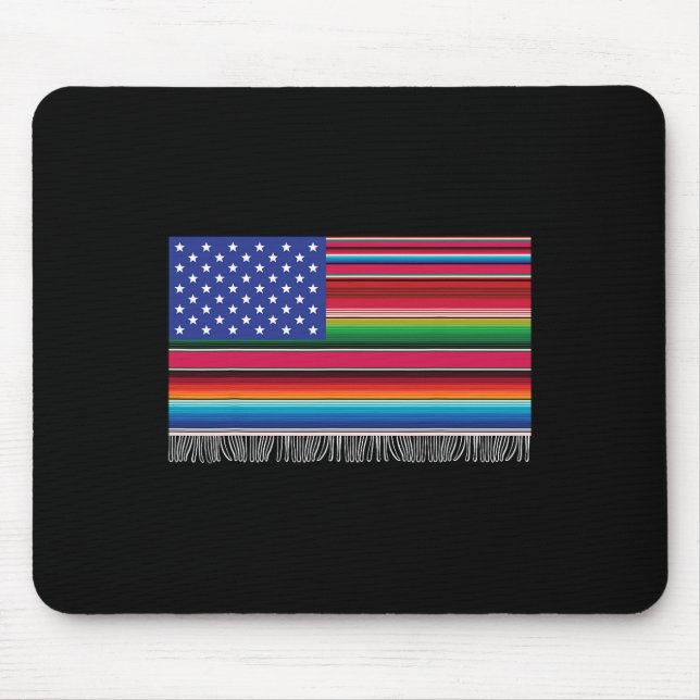 Mexican American Usa Flag Serape Cinco De Mayo For Mouse Mat (Front)