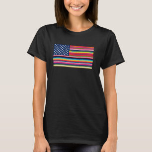 Mexican American USA Flag Serape Cinco De Mayo For T-Shirt