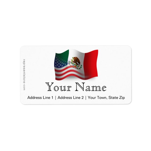 Mexican-American Waving Flag Label (Front)