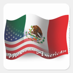 Mexican-American Waving Flag Square Sticker