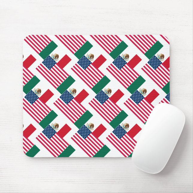 Mexican and American Flags Mouse Mat (With Mouse)
