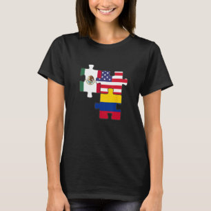 Mexican and Colombian roots plus USA flag T-Shirt