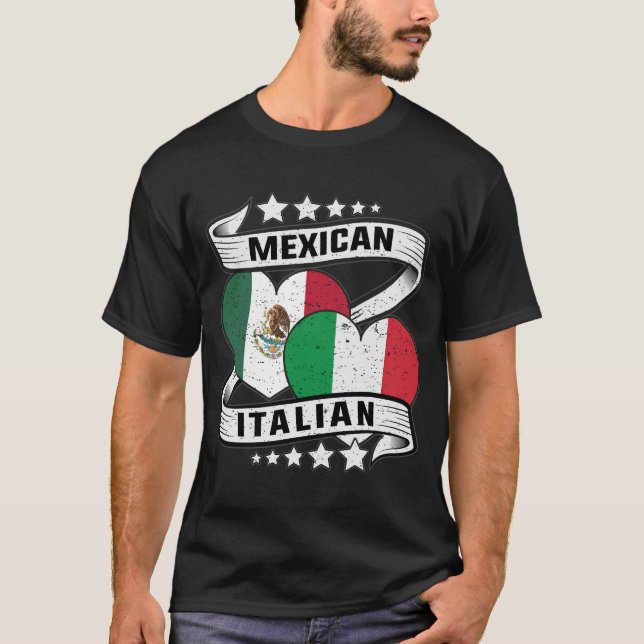 Mexican And Italian Flag T-Shirt (Front)