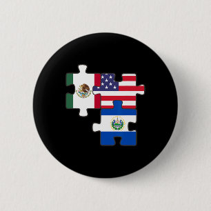 Mexican And Salvadoran Roots Plus The Usa Flag 6 Cm Round Badge