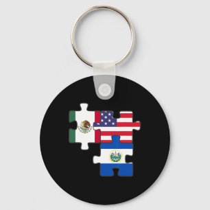 Mexican And Salvadoran Roots Plus The Usa Flag Key Ring
