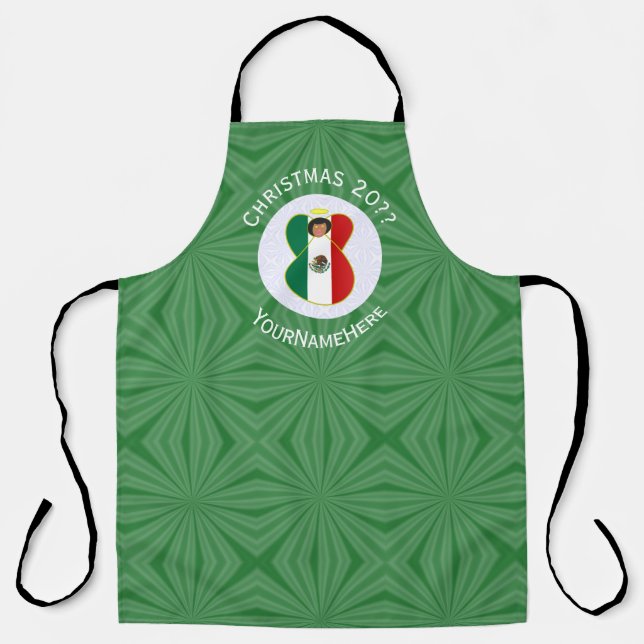 Mexican Angel Christmas Flag Personalised Apron (Front)