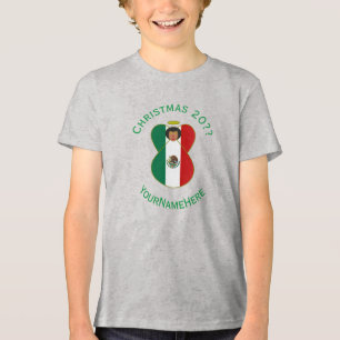 Mexican Angel Christmas Flag Personalised Boy's Tri-Blend Shirt