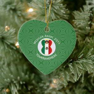 Mexican Angel Christmas Flag Personalised  Ceramic Tree Decoration