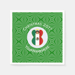 Mexican Angel Christmas Flag Personalised Paper Napkin