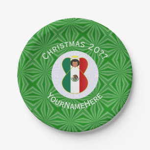 Mexican Angel Christmas Flag Personalised Party Paper Plate