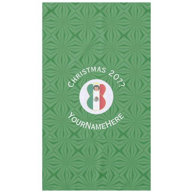 Mexican Angel Christmas Flag Personalised Text Tablecloth (Front)