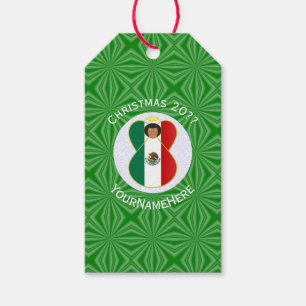 Mexican Angel Christmas Flag Personalized  Gift Tags