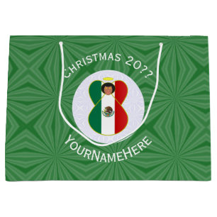 Mexican Angel Christmas Flag Personalized  Large Gift Bag