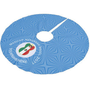 Mexican Angel Hanukkah Flag Personalised  Brushed Polyester Tree Skirt
