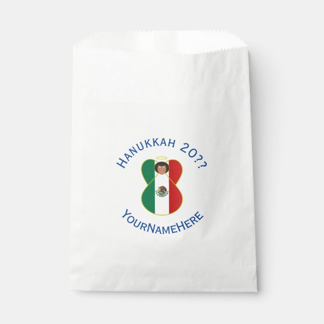 Mexican Angel Hanukkah Flag Personalised  Favour Bags (Front)