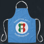 Mexican Angel Hanukkah Flag Personalised Large Apron<br><div class="desc">An angel wears the flag of Mexico on this large all-over printed apron for holiday or Hanukkah. The Mexican Hanukkah angel is found inside a white,  fractal circle of squiggly squares. The background is blue squiggly squares. Add your own text or personalise with a name and the year.</div>