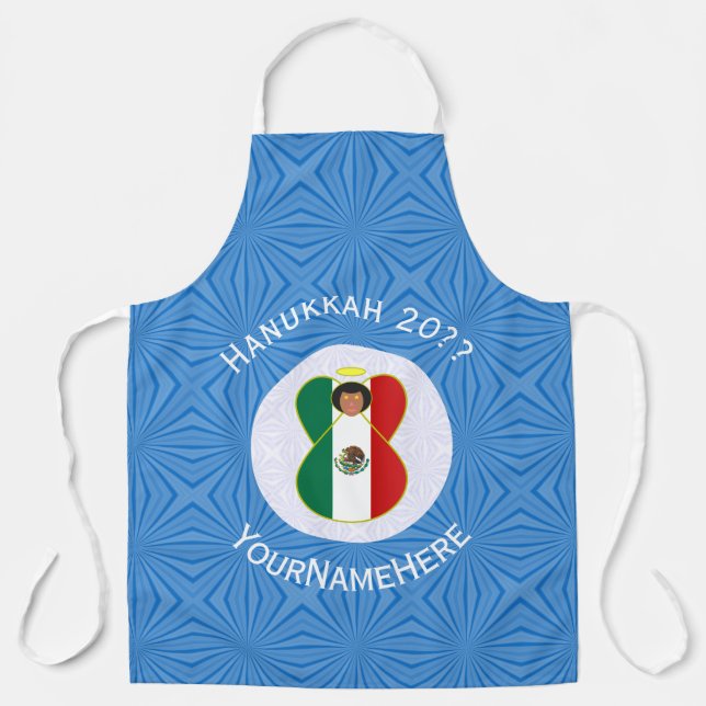 Mexican Angel Hanukkah Flag Personalised Large Apron (Front)