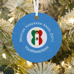 Mexican Angel Hanukkah Flag Personalised Metal Tree Decoration