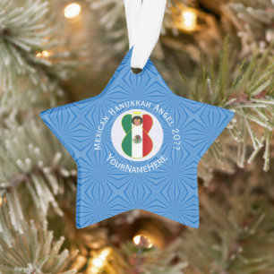 Mexican Angel Hanukkah Flag Personalised  Ornament