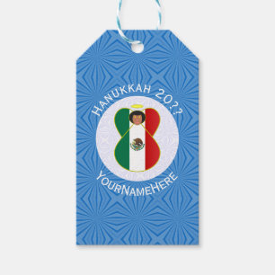 Mexican Angel Hanukkah Flag Personalized  Gift Tags