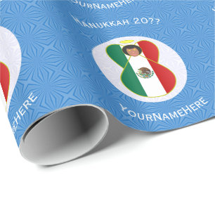 Mexican Angel Hanukkah Flag Personalized  Wrapping Paper