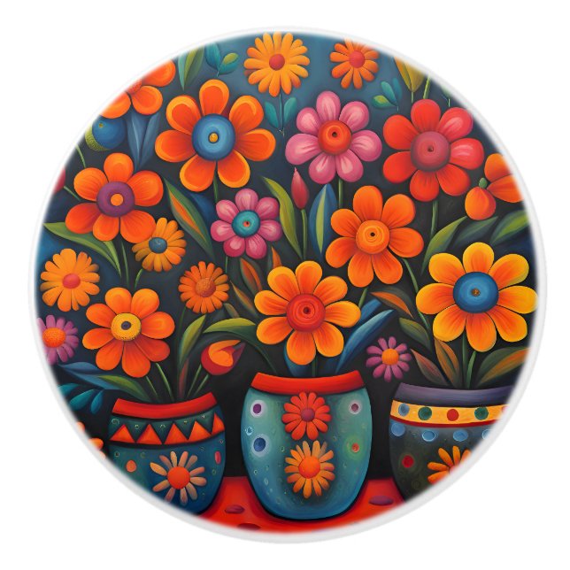 Mexican Art  Ceramic Knob (Front)