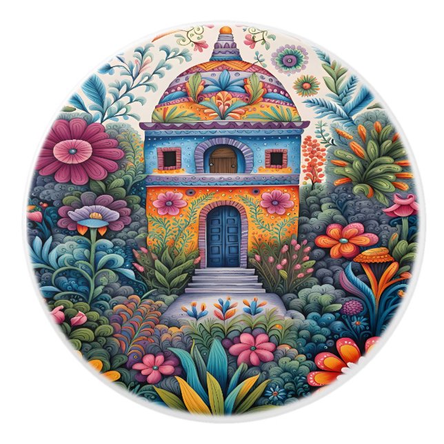Mexican Art  Ceramic Knob (Front)