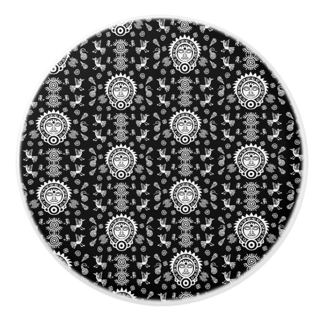 Mexican Aztec Art Home Decor Ceramic Knob (Front)